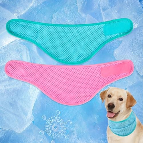 EXPAWLORER Dog Cooling Bandana - 2 Pack Instant Cooling Dog Bandanas, Chill Out Pet Cool Scarf Summer Essentials Ice Neck Cooler Wrap, Prevent Sunstroke for Small Medium Large Dogs, Green Pink M