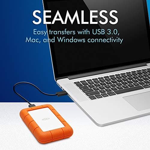 LaCie Rugged Mini, 2TB, 2.5", Portable External Hard Drive, for PC Mac iPad and iPhone, Data Rescue Service (LAC9000298) — view 8