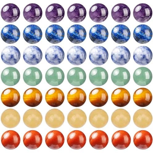 HAAMIIQII 60pcs 6mm 7 Chakra Natural Stone Beads Polished Round Loose Gemstone Beads for Jewelry Making Strand 15 Inch