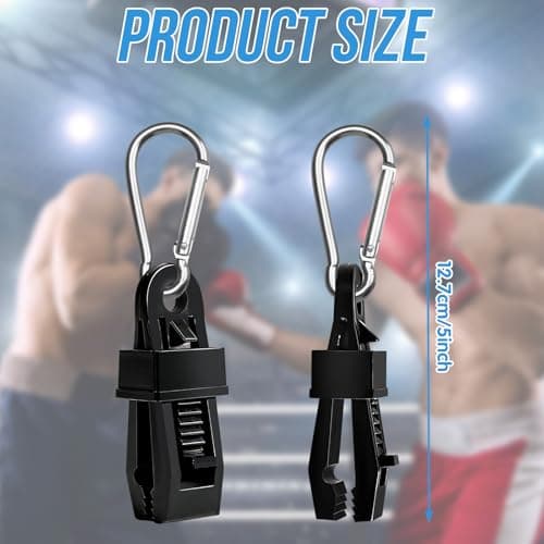 2Pcs Metal Glove Clip Holder for Boxing Bag Gloves | Strong Carabiner Clip to Secure & Carry MMA, Muay Thai Gloves on Backpack, Duffel, Luggage, Gym Bag | Boxing Accessories Organizer