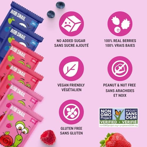 Bob Snail Fruit Roll Ups – Healthy Sweets Snacks, Real Dried Fruits, No Added Sugar, Vegan, Nut Free, Candy for Adults, Kids, with Blueberry, Raspberry, Strawberry – Bulk gift Box 80 pcs Rolls, 800g — view 3