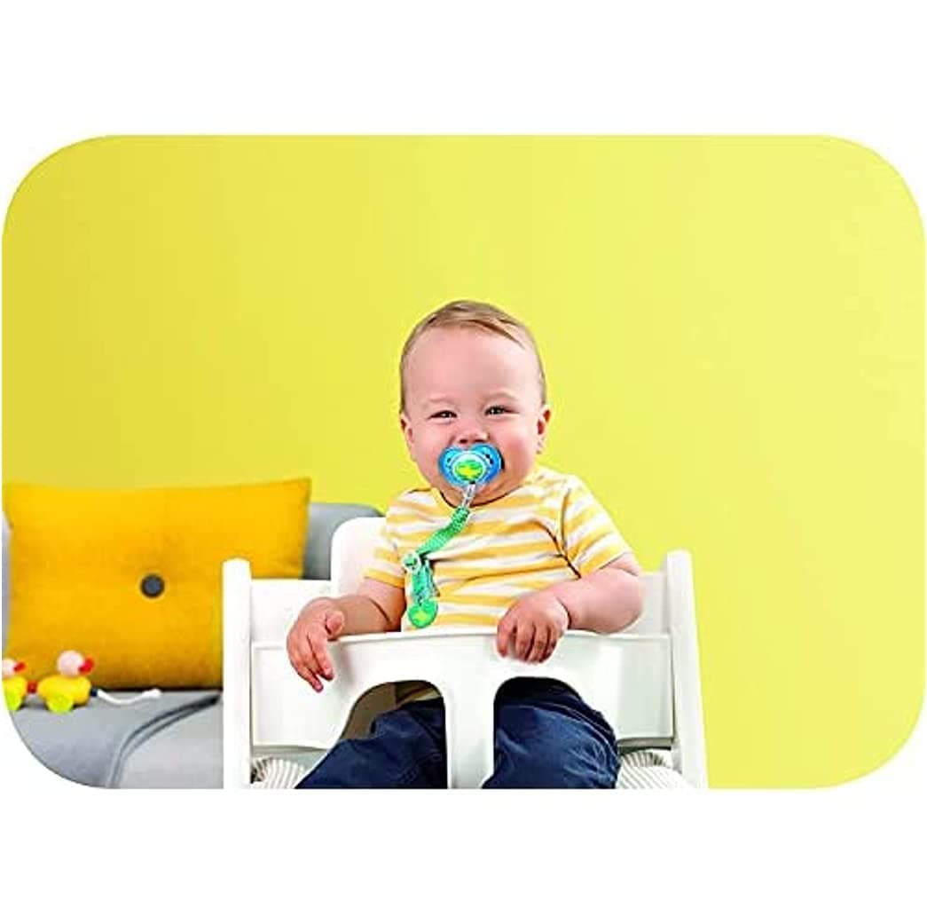 MAM Dummy Clip | 2 Pack | Baby Soother Clips Fit All MAM Soothers | Adjustable Length and Lightweight Design | Baby Accessories | White with Blue Strap | Dummies Not Included — view 4