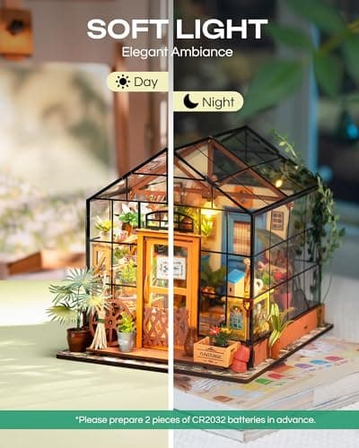 Rolife Dollhouse DIY Miniature Room Kit-Handmade Green House-Home Decoration-Miniature Model to Build-Christmas Birthday Gifts for Boys Girls Women Friends (Cathy's Flower House) — view 3