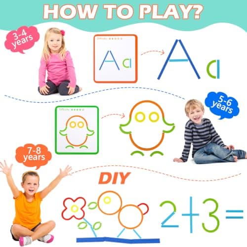 142pcs Wooden Pattern Blocks Montessori Smart Sticks Wooden Tangram Puzzles for Kids STEM Toy Activities Preschool Montessori Brain Teaser STEM Gift for 3 4 5 6 Years Old Kids Boys Girls — view 3