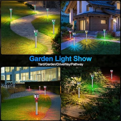 Fohil 12 Pack Solar Garden Lights, Solar Pathway Lights, Solar Landscape Lighting Lights, Solar Lights Outdoor for Yard Driveway Patio Lawn Decor — view 6