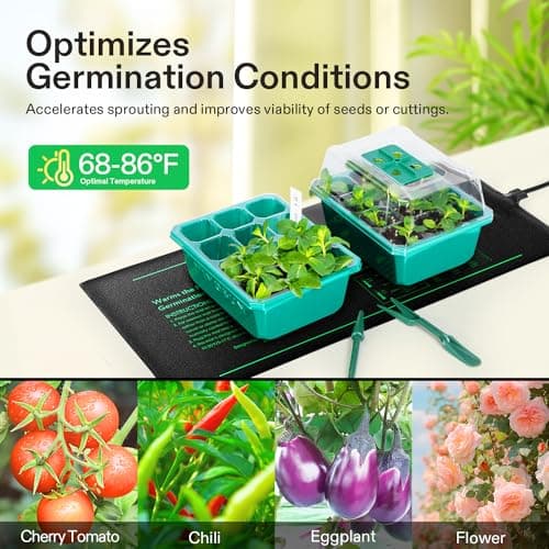 VIVOSUN Durable Waterproof Seedling Heat Mat 10" x 20.75" UL & MET-Certified Warm Hydroponic Heating Pad for Germination, Indoor Gardening, Greenhouse — view 4