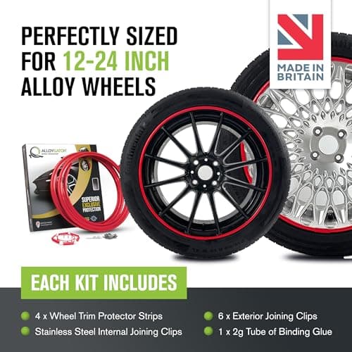 AlloyGator Red Rim Protector for Car Wheels (Fits 12-24" Wheel Diameter) - Pack of 4 Premium Alloy Wheel Protector to Avoid Scratches & Scuffs - Adhesive Free Curb Rash Rim Protectors — view 2