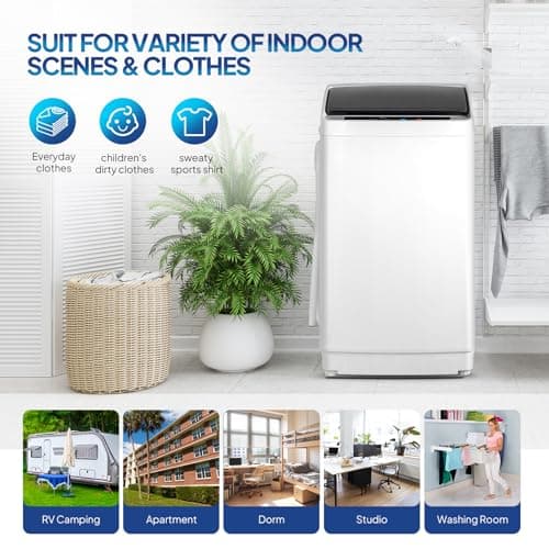 ROVSUN 17.8LBS Portable Washing Machine, Full-Automatic Electric Laundry Machine with Stainless Steel Drum, Compact Washer and Spin Dryer Combo with Drain Pump for Apartment, Dorm, Home — view 5