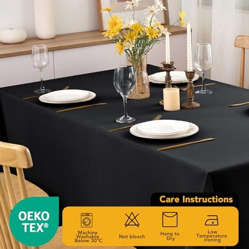 Dailyset 6-Pack Black Tablecloths for Rectangle Tables, 60 x 102 Inches, Stain-Resistant Polyester Fabric for 6 Foot Tables - Washable Table Covers for Weddings, Banquets, Birthday, Parties, Events — view 6