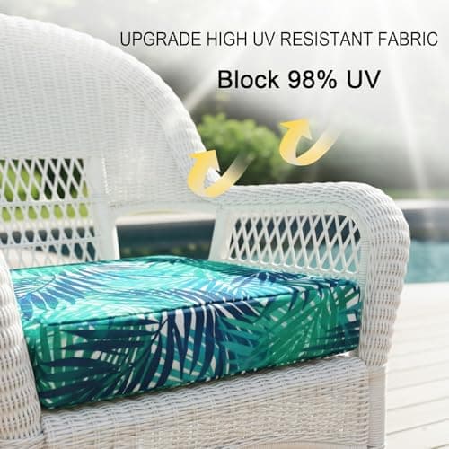 NettyPro Outdoor Patio Chair Seat Cushion Covers UV Resistant Water Repellent Furniture Cushion Slipcovers, 24x22x4 inch, Tropical Leaf — view 3