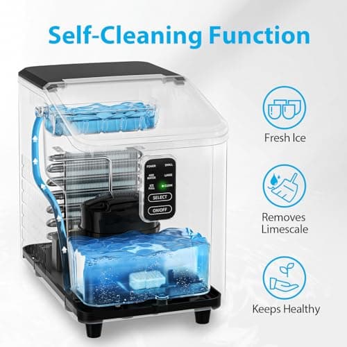 Aeitto Ice Maker Countertop 26lbs/24H, Ice Machine 8 Ice Cubes Ready in 6 Mins, 2 Sizes of Bullet Ice Portable Ice Makers with Basket & Scoop, Auto Self-Cleaning for Home/Kitchen/Office Stainless — view 4