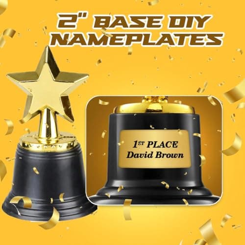Star Trophy Awards - Pack of 12 Bulk - 4.5 Inch, Gold Award Trophies for Kids Party Favors, Props, Rewards, Winning Prizes, Competitions for Kids and Adults — view 6