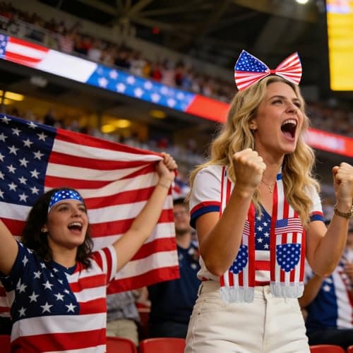 2026 USA Soccer Fan Accessories Set, Patriotic Independence Day Bundle with Flag, Shawl, Scarf, Headband and Drawstring Bag for Sports Events & July 4th Festivities (United States)