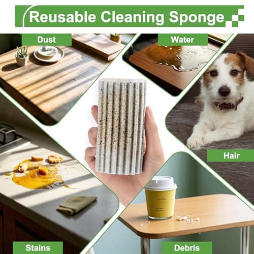 Jeymei 4-Pack Damp Clean Duster Sponge,Damp Dusting Sponge,Duster Baseboard Cleaner Sponge with Ridges,Reusable Wet Duster Sponge,Household Cleaning Sponges for Blinds(Grey,Yellow,Pink,Green) — view 3