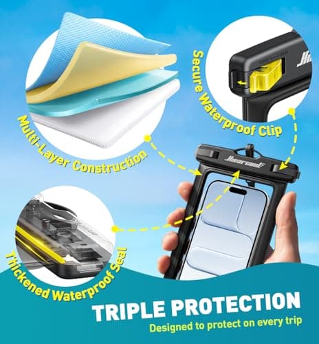 Hiearcool Waterproof Phone Pouch, IPX8 Waterproof Phone Case for iPhone 17/16/15/14 Pro Max, Cell Phone Dry Bag for Beach & Cruise Essentials, Touch Screen, Lanyard Included, 2 Pack (Fits Up to 8.9”) — view 5