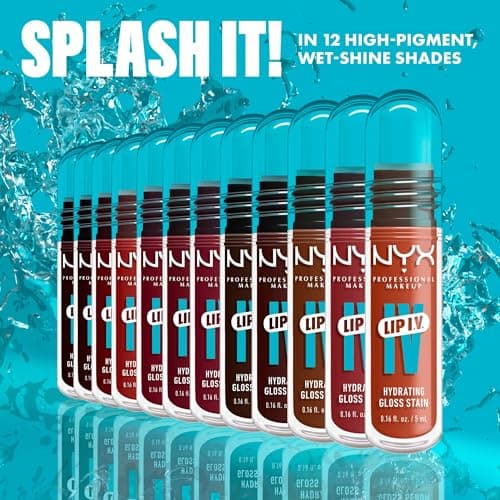 NYX Professional Makeup Lip IV Hydrating Gloss Stain, Lip Gloss, Infused with VITAMINS & COCONUT WATER, Up to 12HR Hydration, High Pigment, Wet Shine Finish, Shade: Mocha Me Wet — view 9