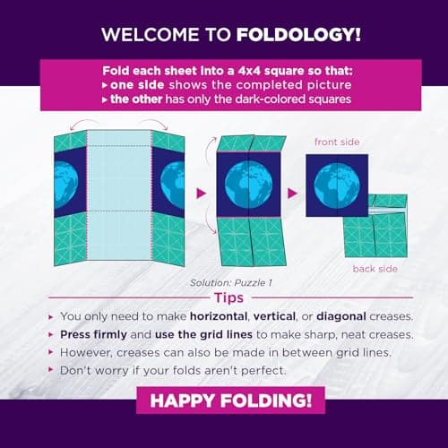 FOLDOLOGY - The Origami Puzzle Game! Brain Teasers for Tweens, Teens & Adults | Travel Game, STEM Toy | Fold the Paper, Complete the Picture | 100 Puzzles | Gift for Ages 10+ — view 6
