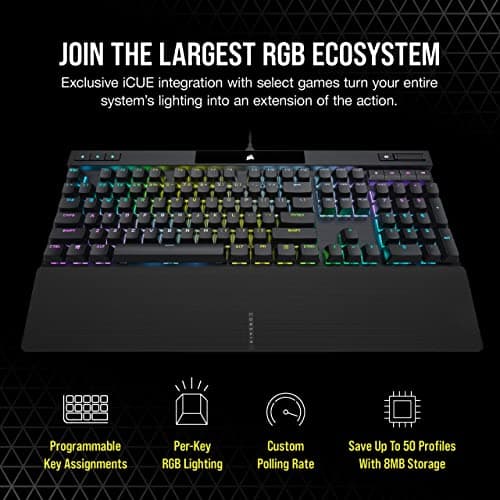 Corsair K70 RGB PRO Mechanical Wired Gaming Keyboard – Cherry MX Brown Tactile Switches – 8,000hz Hyper-Polling – PBT Double-Shot Keycaps – iCUE Compatible – PC, Mac, Xbox – QWERTY NA – Black — view 5