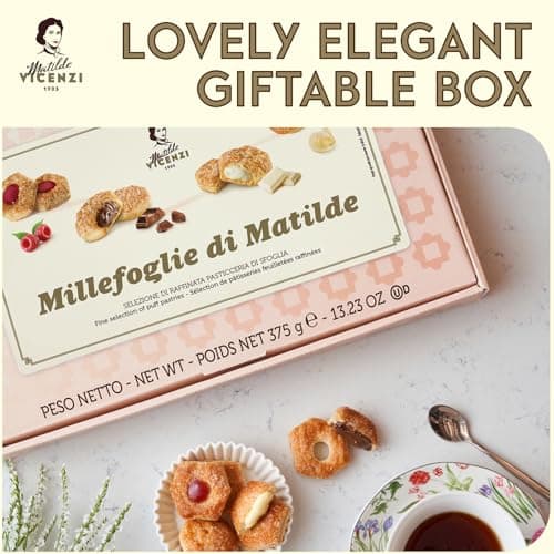 Matilde Vicenzi Millefoglie D'Italia Fine Selection of Italian Puff Pastries, Assortment of Vanilla, Chocolate, Butter & Raspberry Cookies for Hosts, Birthdays and Other Special Occasions - 13.76 oz (390g) — view 4