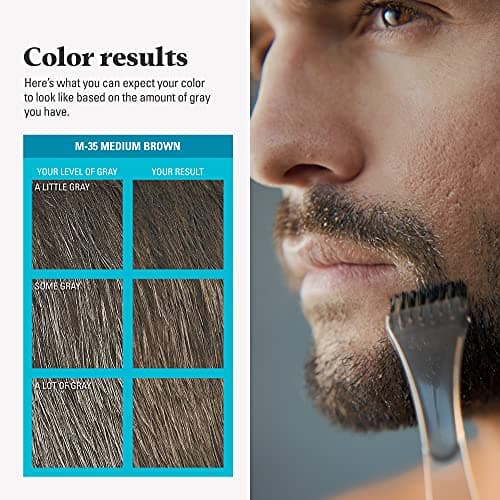 Just For Men Mustache & Beard multiple uses Beard Coloring for Gray Hair with Brush, With Keratin Biotin Aloe and Coconut Oil for Healthy Facial Hair Medium Brown, M-35, Pack of 1 — view 5