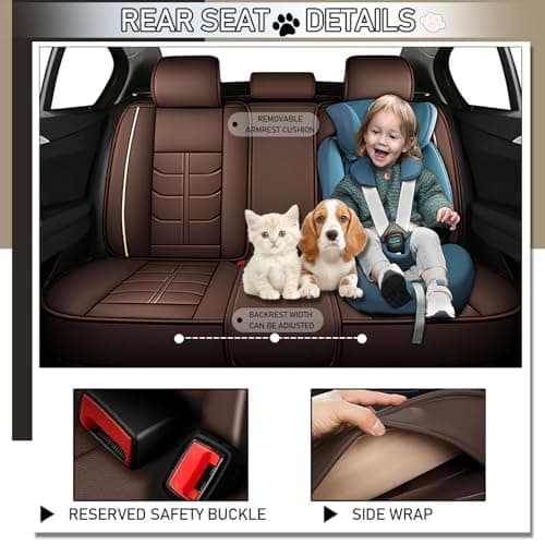 Car Seat Covers Fit for Ford F-150 2003-2024,5 Car Seat Cover,No-Slip Waterproof Breathable Faux Leather Automotive Seat Covers Auto Interior Covers(Standard 5 Seats,Coffee) — view 4