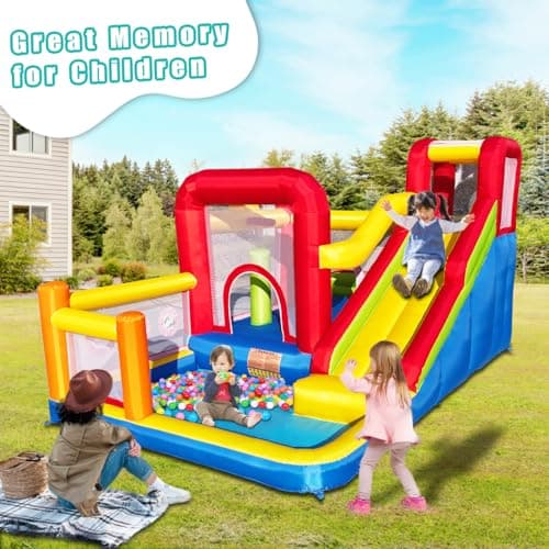 Hongcoral Bounce House, Inflatable Bounce Castle with Blower for Kids, Blow Up Jumping Bouncer with Slide, Climbing Wall, Obstacles, Trampoline, Ball Pit Pool for Indoor Outdoor — view 5