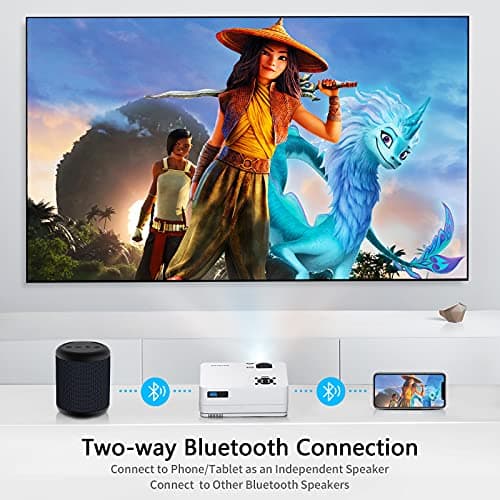 Native 1080P Projector with WiFi 6 and Two-Way Bluetooth, Full HD Video Projector for Outdoor Movies, 300" Display Projector 4k Home Theater, Compatible with iOS/Android/PC/XBox/PS4/TV Stick/HDMI/USB — view 5