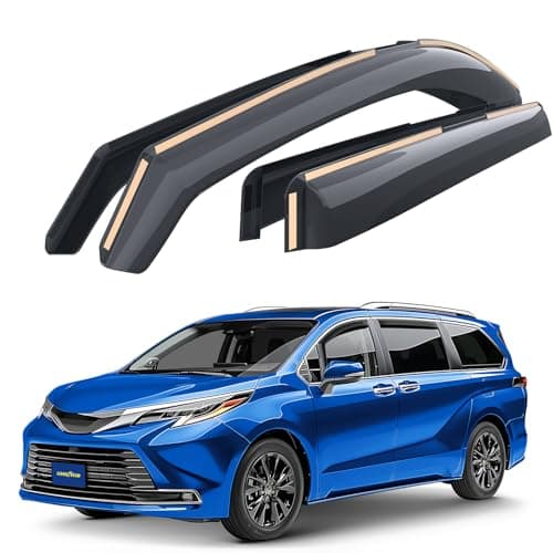 Goodyear Shatterproof in-Channel Window Deflectors for Toyota Sienna 2021-2026, Rain Guards, Window Visors for Cars, Vent Deflector, Car Accessories, 4 pcs - GY007838