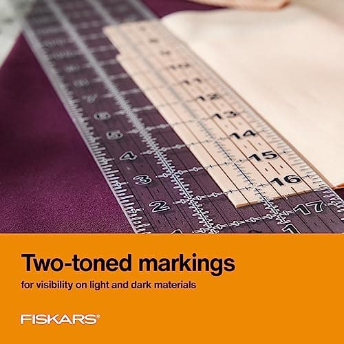 Fiskars Sewing Ruler, 3" x 18" Acrylic Ruler with Gridlines, Sewing and Quilting Supplies, Arts and Craft Supplies, Clear