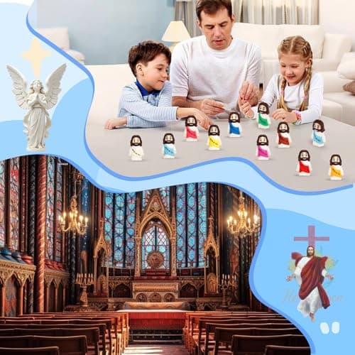 ajabavbd 40PCS Little Jesus Figures, 10 Color Tiny Jesus Figurines in Bulk, Mini Jesus Figure Religious Gifts, Christian Mothers Day Teacher Appreciation Gifts for Kids Women Mom (40PCS) — view 3