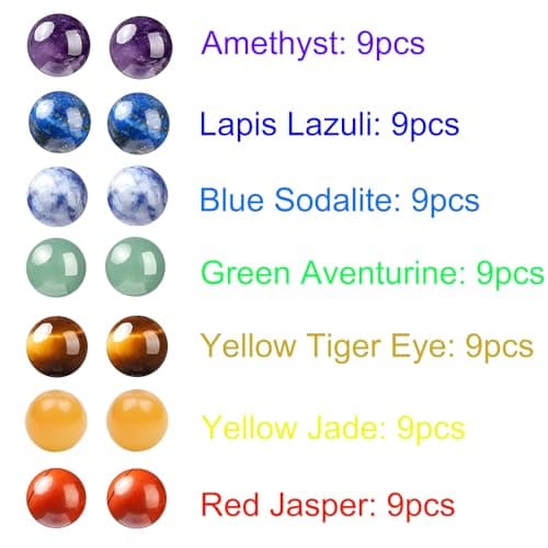 HAAMIIQII 60pcs 6mm 7 Chakra Natural Stone Beads Polished Round Loose Gemstone Beads for Jewelry Making Strand 15 Inch