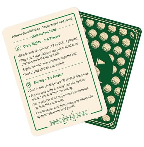 Shuffle Club Co Golf Playing Cards (Single Deck) – Hand-Illustrated Vintage Golf Deck | 310GSM Italian Linen Black-Core Poker Cards, 54 + Game Guide | Gift for Golfers & Dads — view 2