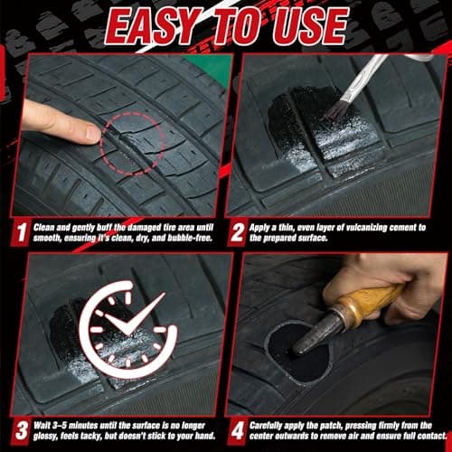 Vulcanizing Cement 8.5Oz, All Purpose Tire Repair Glue, Fast-Dry Rubber Cement Glue with Brush, Heavy Duty Tire Patch Kit for Car, Motorcycle, Bike Tires — view 4
