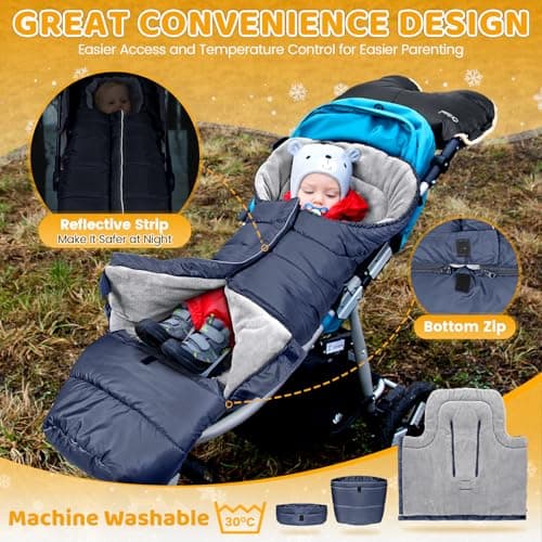 Orzbow Stroller Bunting Bag with Extended Footmuff, Weather-Proof, Warm — view 4