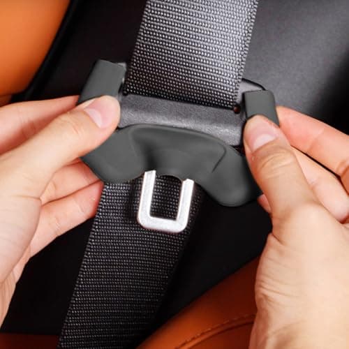 2PCS Silicone Car Seat Belt Buckle Covers, Non-Slip Anti-Scratch Seat Belt Stopper Guard, Universal Car Interior Accessories (Black) — view 5