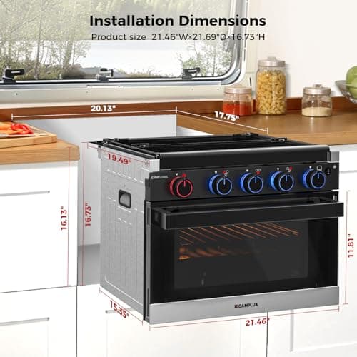 CAMPLUX RV Propane Oven Stove Combo 17-Inch with Flame Failure Protection — view 5