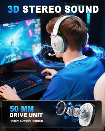 SKAPENDY Wireless Gaming Headset for PC, PS5, PS4, Switch & Mac, 2.4GHz Ultra-Low Latency & Bluetooth Gaming Headphones with Noise Canceling Mic, 3D Stereo Lossless Audio for Nintendo 64 Accessories