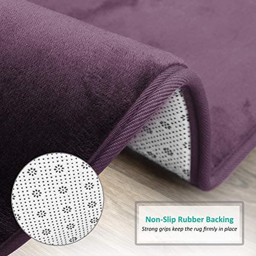 Clara Clark 2-Pack Bath Mat Set - Large and Small Bathroom Rug Set, Absorbent Memory Foam Bath Rugs, Non-Slip, Thick, Cozy Velvet Microfiber Bathrug, Plush Shower, Toilet Floor Bathmats Carpet, Purple — view 3