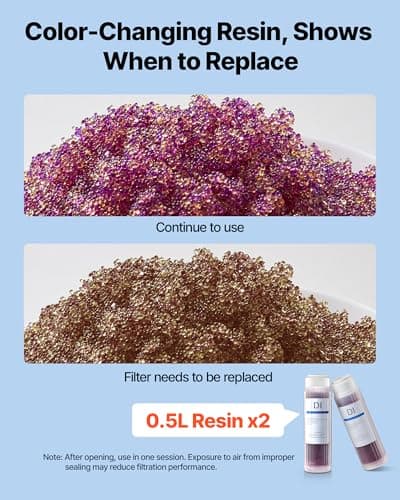 VEVOR Deionized Filter for Spotless Car Wash System, 2 x 0.5L Color Changing DI Resin Filter Replacement - Compatible with PRS-101XC Deionized Water System for Cars RVs Windows