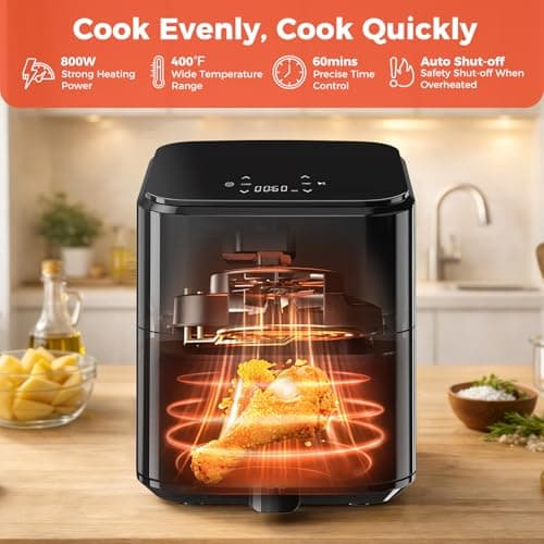 NEWBULIG Air Fryer, Compact Digital 3 Qt Airfryer with Nonstick Plate & Dishwasher Safe Basket, Quick Easy Meals, Features Auto Shutoff and Simple Touchscreen, Ideal for Small Spaces