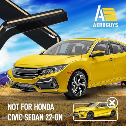 Extra Durable Window Deflectors in-Channel Window Visors Rain Guards Fit for Honda Civic 2016-2021 Sedan, Sun Visors, Wind Vent for Shades, Exterior Car Accessories - 4 pcs. AG0351 — view 2