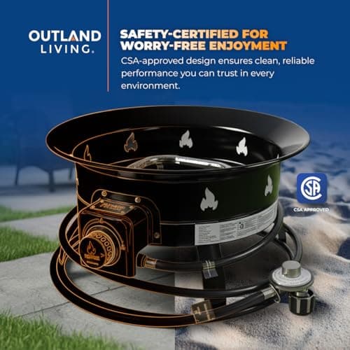 Outland Living Firebowl, Smokeless Fire Pit, Round Outdoor Portable Propane Gas Fire Pit, 19-inch Diameter 58,000 Btu, 823 Standard Black Perfect for Outside Use — view 7