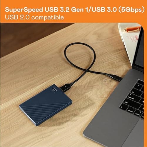 WD 2TB My Passport for Mac, Navy, Portable External Hard Drive with backup software and password protection, USB 3.1/USB 3.0 compatible - WDBA2D0020BBL-WESN — view 5