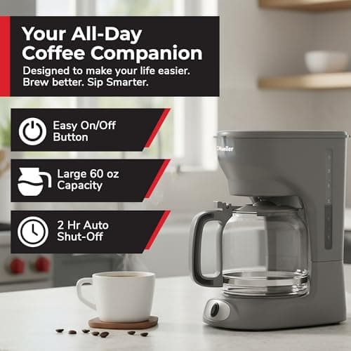 MUELLER HOME 12-Cup Drip Coffee Maker, Gray