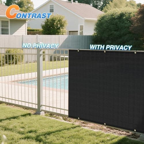 TANG Fence Privacy Screen Black 4 Feet x 12 Feet Outdoor Shade Cloth with Grommets, 150 GSM Temporary Fence Cover with Zipties Mesh Netting Fences Blockage for Backyard Garden Patio Chain Link