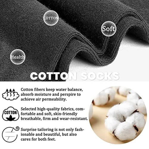 CHARMKING 8 Pairs Ankle Novelty Socks for Women Non Slip Cotton Socks No Show Socks Classic Low Cut Casual Socks (Black+White+Grey) — view 4