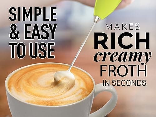 Zulay Kitchen Milk Frother Wand – High-Speed Handheld Frother with Upgraded Stand – Electric Foam Maker with Stainless Steel Whisk