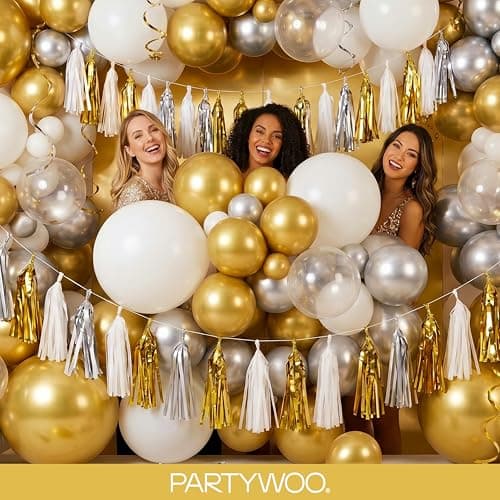 PartyWoo Gold Balloons 140pcs Different Sizes of 18 12 10 5 Inch Gold Balloon Arch Kit Garland for Birthday Wedding Anniversary Baby Shower Graduation Retirement Casino Party Decorations Gold-G101 — view 4