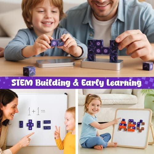 3 otters Travel Magnetic Blocks, 12PCS STEM Building Cubes with Metal Storage Tin Montessori Learning for Kids, Pocket-Sized Toddler Quiet Toys for Trip Airplane Essentials — view 4