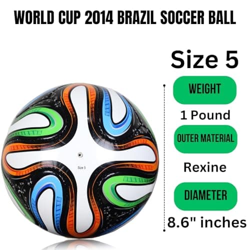 World Cup 2014 Brazil Final Famous Match Ball Football Replica/Soccer Ball Size 5,Soccer Ball World Cup is Made from Rexine, 2014 World Cup Ball, Birthday Gift for Soccer Fan -PA21 — view 4